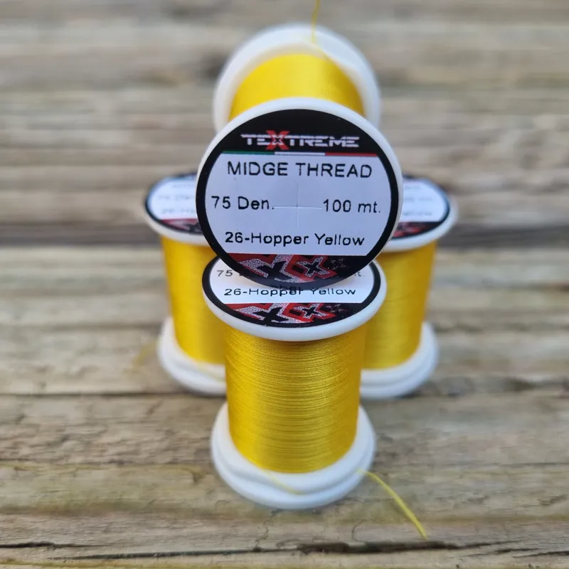 TEXTREME Midge Tying Thread 75dn in 26 Hopper Yellow-2